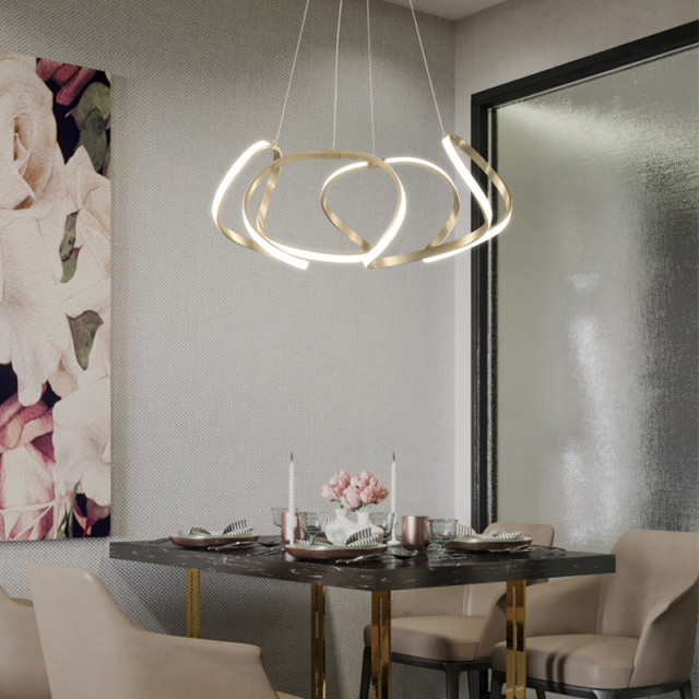 Contemporary Style 21&quot;W LED Acrylic Adjustable Chandelier in Gold/Chrome for Dining Room Living Room Restaurant