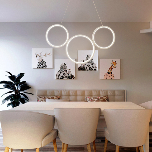 Modern LED Lighiting Acrylic Circles Chandelier for Kitchen Island Dining Table Restaurant Lighting