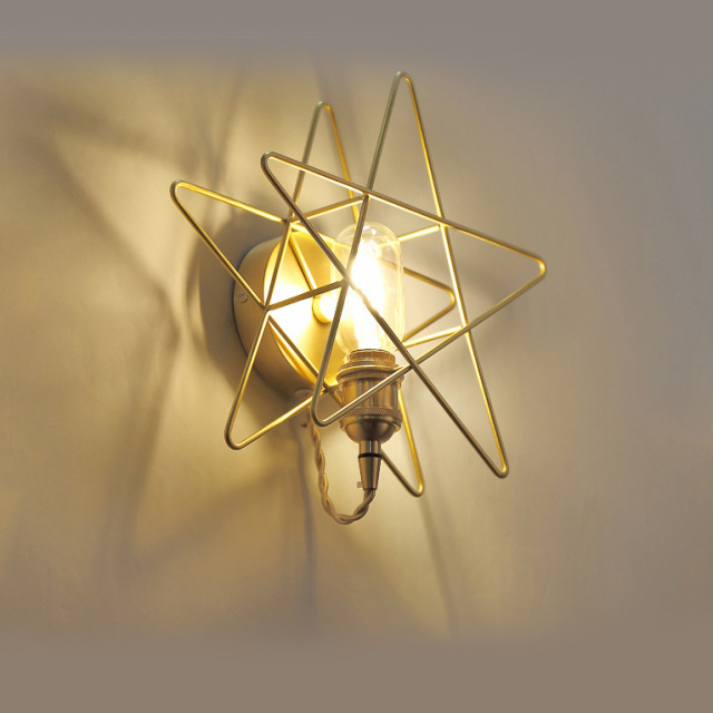 Mid-century Modern Brass Metal Star Wall Sconce for Bar Restaurant Coffee Shop Decor Lighting