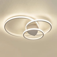 Modern Style 3-Rings Circle LED Ceiling Lamp in White for Bedroom Dining Room Kid's Room