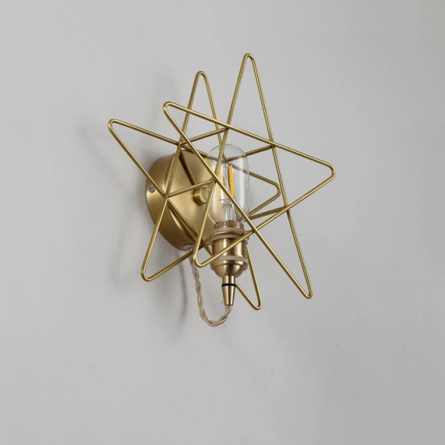 Mid-century Modern Brass Metal Star Wall Sconce for Bar Restaurant Coffee Shop Decor Lighting