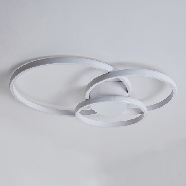 Modern Style 3-Rings Circle LED Ceiling Lamp in White for Bedroom Dining Room Kid's Room