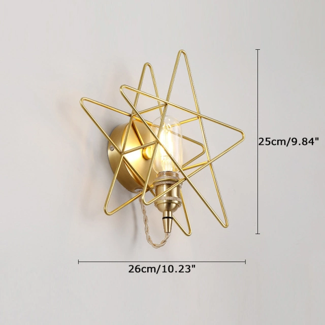 Mid-century Modern Brass Metal Star Wall Sconce for Bar Restaurant Coffee Shop Decor Lighting