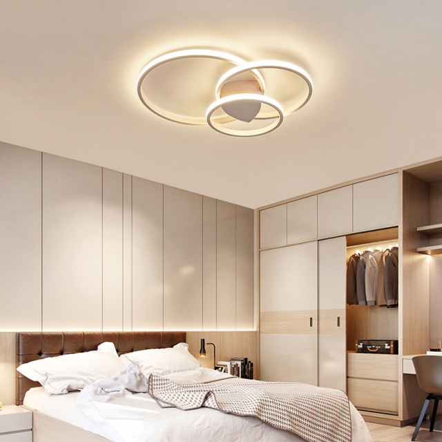 Modern Style 3-Rings Circle LED Ceiling Lamp in White for Bedroom Dining Room Kid's Room