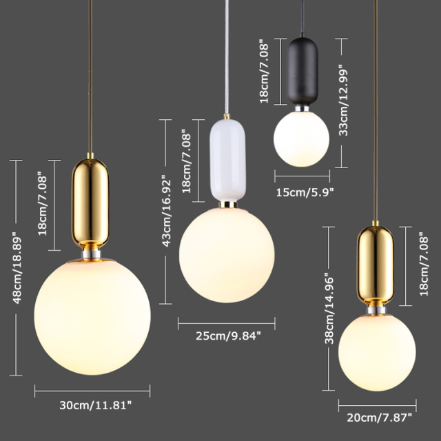 Modern 1 Light Drop Pendant Lamp in White/Black/Gold for Bar Coffee Shop Kitchen Island Bedside Lighting