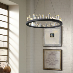 Modern Crystal Style 15 3/4" Wide LED Round Chandelier in Black with K9 Crystal Strips for Dining Room Bedroom or Living Room