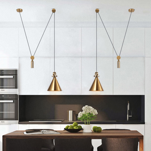 Modern Style 1 Light Free to Lift Pulley Pendant For  Bar Kitchen Island Lighting