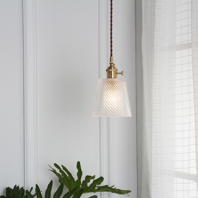 Nordic Style 1 Light Mini Glass Pendant in Brass For Dining Room/Kitchen Island/Restaurant