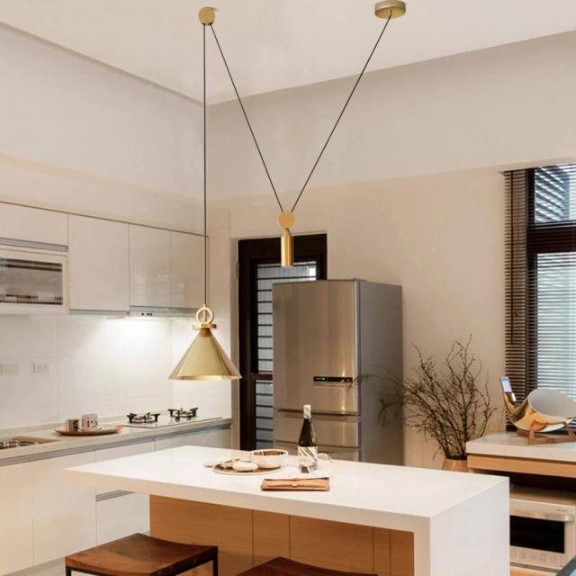 Modern Style 1 Light Free to Lift Pulley Pendant For  Bar Kitchen Island Lighting