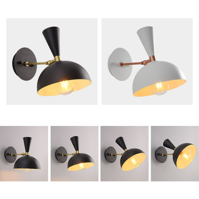 Modern 1 Light Dome Shape Wall Sconce Bedside Sconce in Black/White