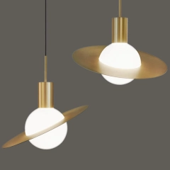 Modern Simple 1 Light Planet Glass Gold Pendant for Exhibition Hall/Showroom/Bar