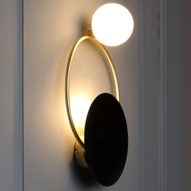 Mid Century Modern 1 Light LED Wall Sconce in Black and Brass for Living Room Hallway Restaurant Decor