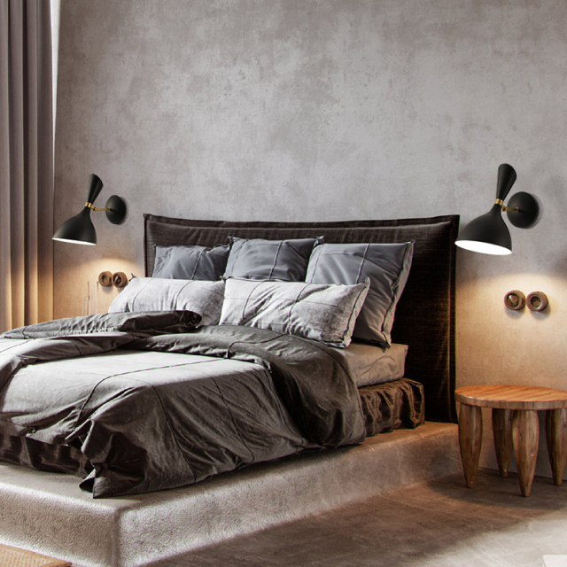 Mid Century Modern 1 Light Reading Wall Sconce in Black/White Finish for Bedroom