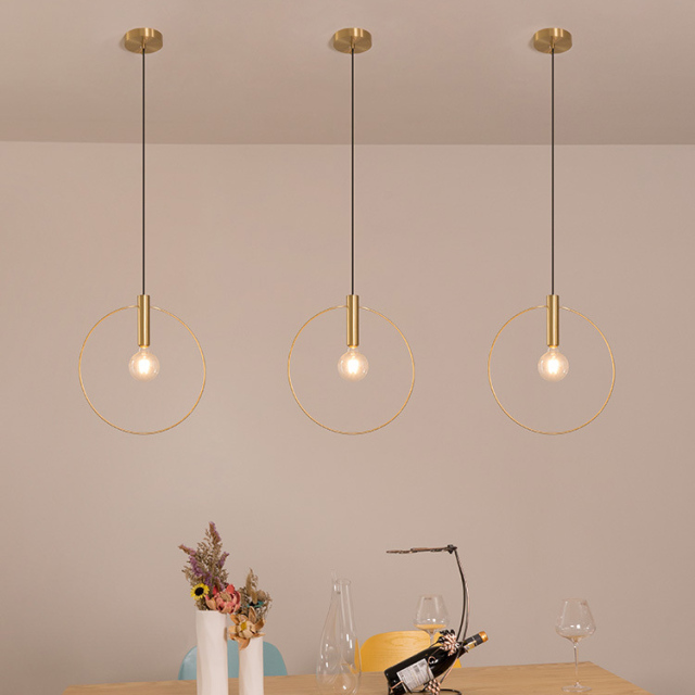 Contemporary Style Simple 1 Light LED Circle Ring Geometry Pendant for Dining Room