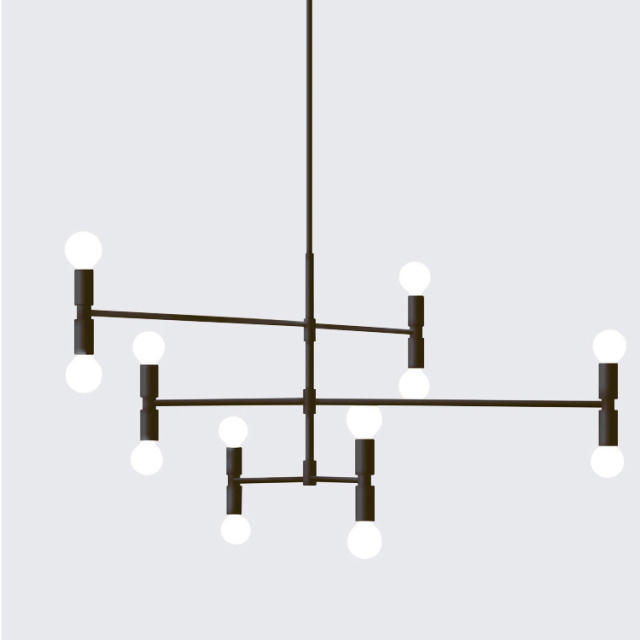 Modern Design 12 Light Chandelier Black Rotatable Light Fixture For Foyer Living Room Restaurant