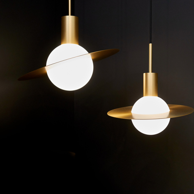 Modern Simple 1 Light Planet Glass Gold Pendant for Exhibition Hall/Showroom/Bar