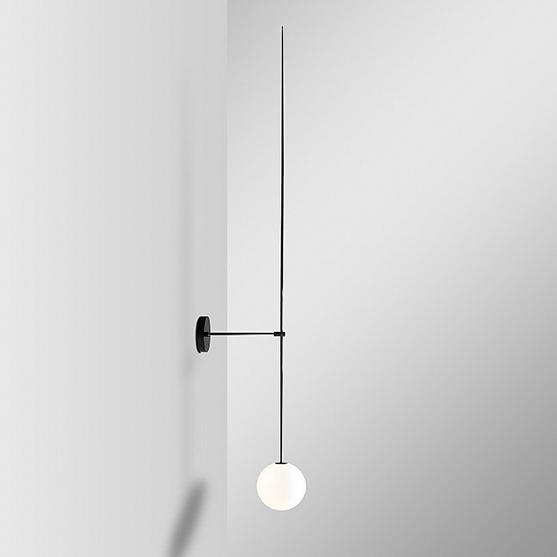 Contemporary Style Chic 1 Light Needle Wall Sconce with Opal Glass Shade for Living Room Hallway