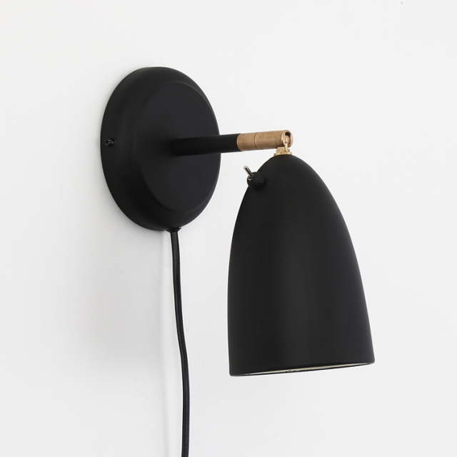 Scandinavian Style 1 Light Plug-in Rotatable Wall Sconce in Black