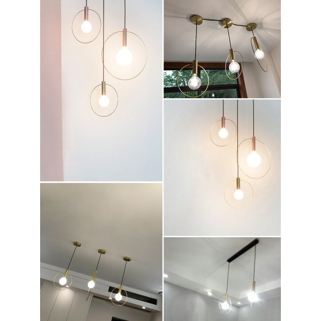 Contemporary Style Simple 1 Light LED Circle Ring Geometry Pendant for Dining Room