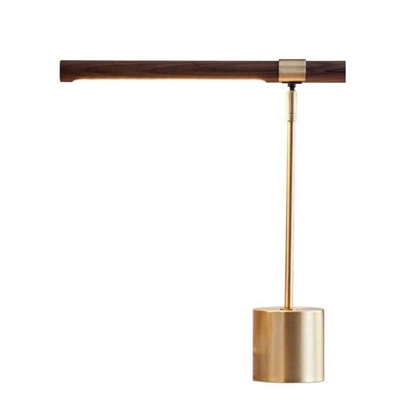 Modern Simple 1 Light Brass Table Lamp Wood Grain Design for Study Room