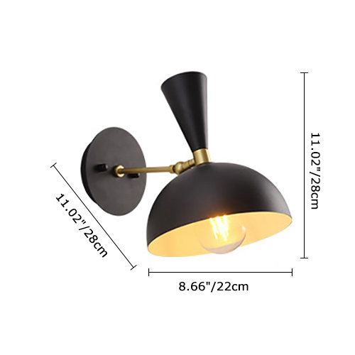 Modern 1 Light Dome Shape Wall Sconce Bedside Sconce in Black/White