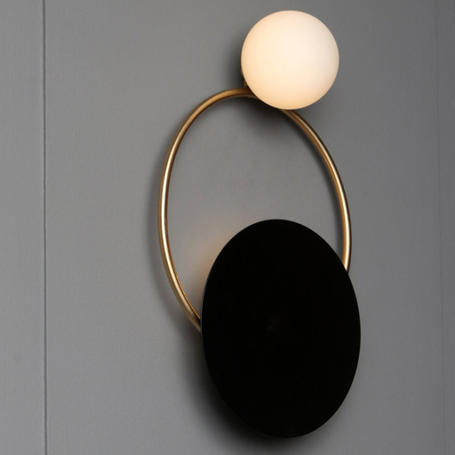 Mid Century Modern 1 Light LED Wall Sconce in Black and Brass for Living Room Hallway Restaurant Decor