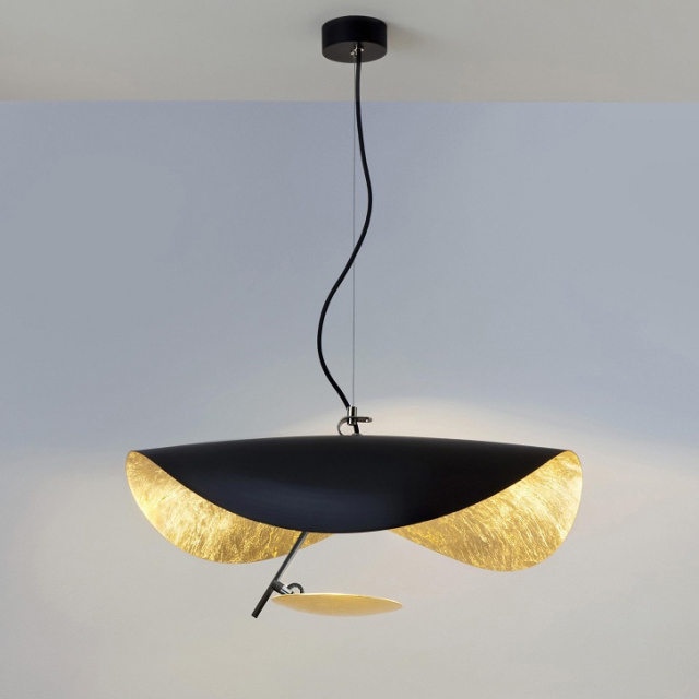 Mid Century Modern 1 Light LED Flying Saucer Pendant in BLack/White for Foyer Living Room