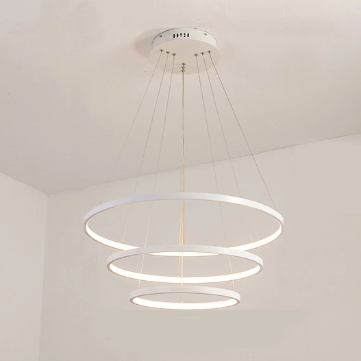 Minimalist Triple Circle LED Chandelier for Large Entryway, Living, Kitchen or Dining Room