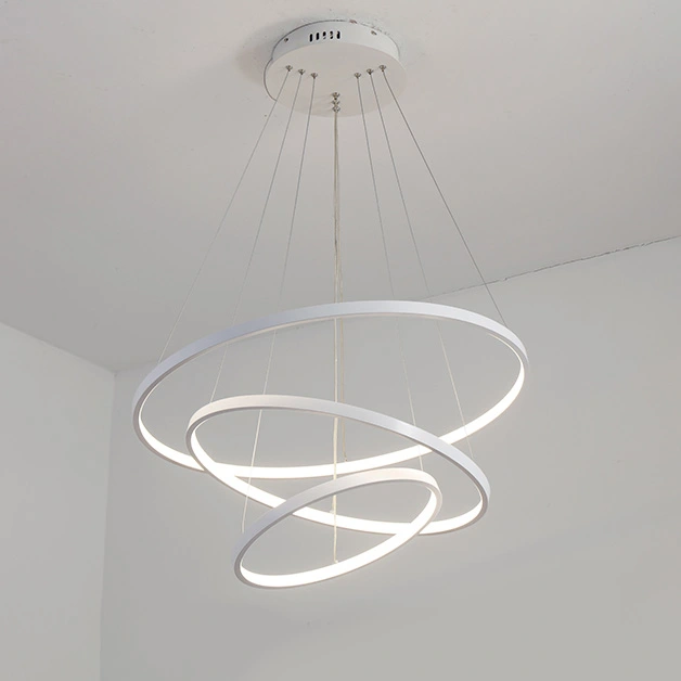 Minimalist Triple Circle LED Chandelier for Large Entryway, Living, Kitchen or Dining Room