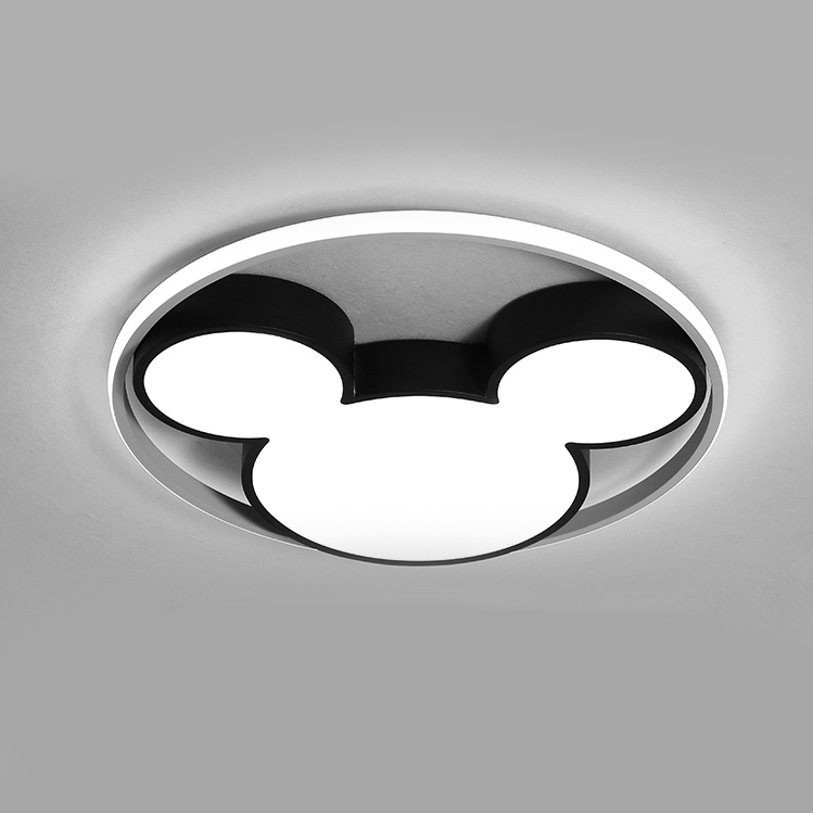 Modern Black Cool Kid Room Dimmable LED Mickey Ceiling Light for Baby