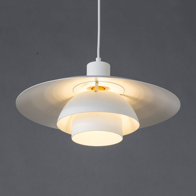Modern 1 Light Pendant with Aluminum White Painted Shade for Bar/Dining Room/Living Room