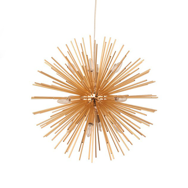 Modern Style 8/12 Light Sunburst Sputnik Chandelier in Gold for Living Room Restaurant