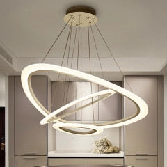Modern LED 2/3 Rings Geometric Chandelier for Living Room Dining Room