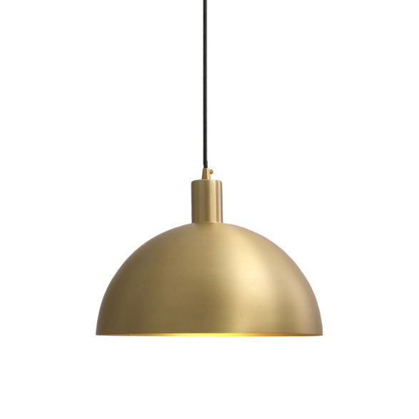 Mid-Century Modern 11 4/5" Brass Dome Pendant Light for Kitchen Island and Dining Room