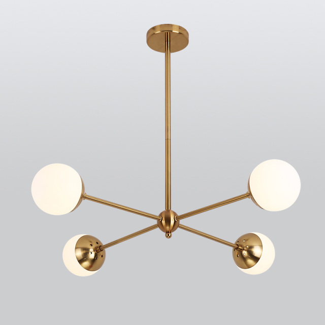 Mid-century Modern 4-Light Sputnik Chandelier for Dining Room, Gold