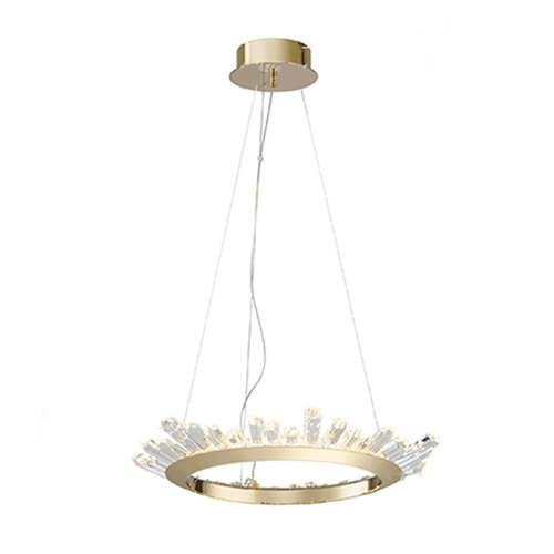 Modern Crystal Circal LED Chandelier in Brass for Dining Room Entryway