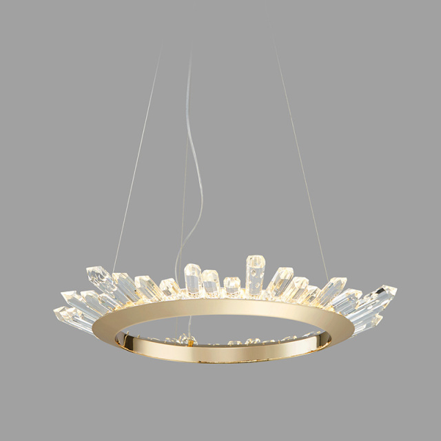 Modern Crystal Circal LED Chandelier in Brass for Dining Room Entryway