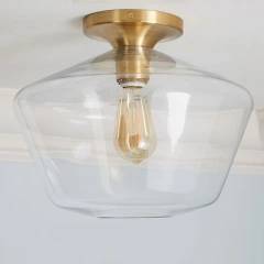 Modern Style Geometric Glass Flush Mount Ceiling Light in Brass Kitchen Bedroom and Hallway