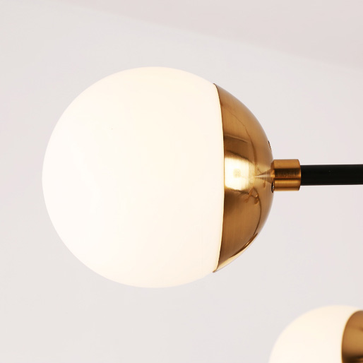 Mid Century Modern 6-Light Sputnik Chandelier in Brass with Globe Shade for Living Room Dining Room