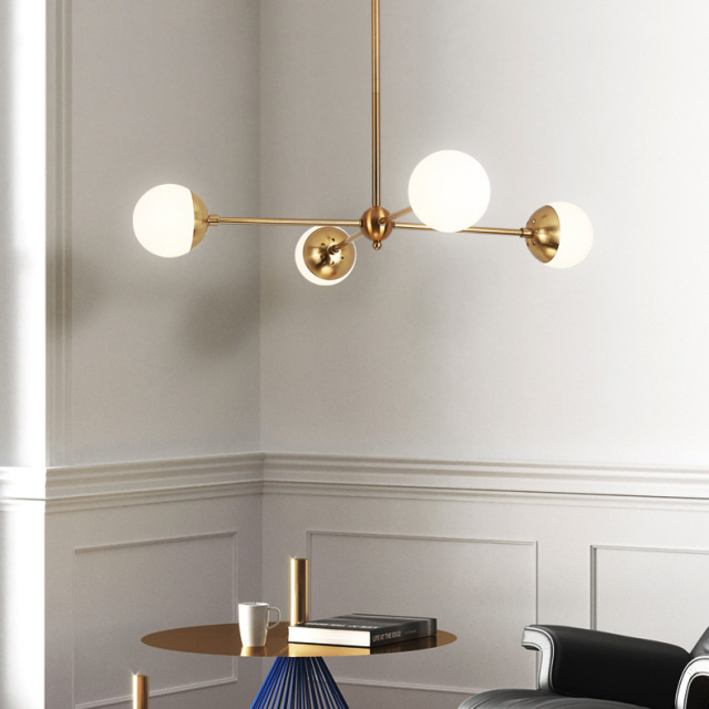 Mid-century Modern 4-Light Sputnik Chandelier for Dining Room, Gold