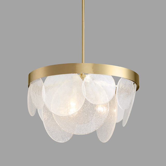 Luxury Modern Brass Round Chandelier with Glass Chips for Modern Home Lighting