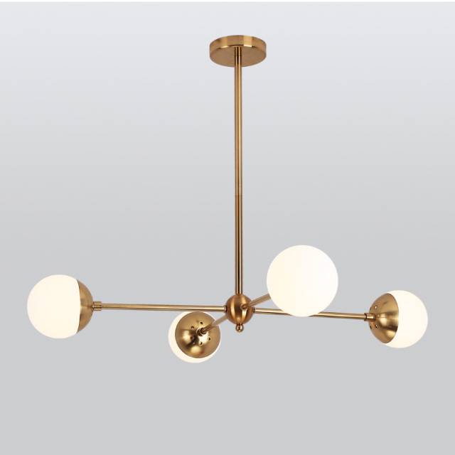 Mid-century Modern 4-Light Sputnik Chandelier for Dining Room, Gold