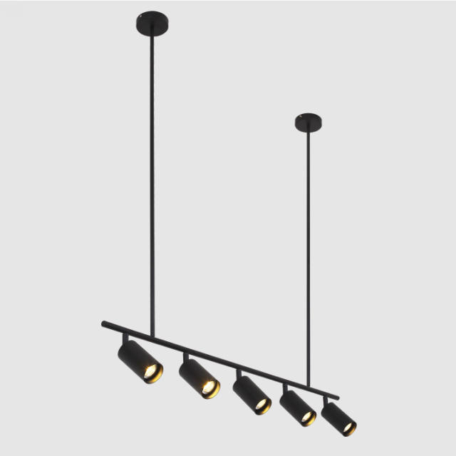 Modern 5-Light Track Light Linear Chandelier in Black/Gold