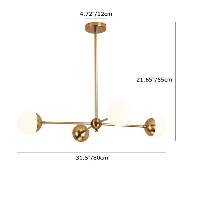 Mid-century Modern 4-Light Sputnik Chandelier for Dining Room, Gold