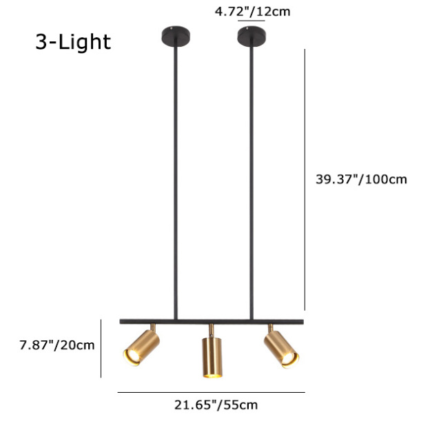 Modern 5-Light Track Lighting Linear Chandelier in Black/Gold for Kitchen Island Dining Room