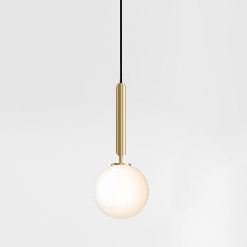 Mid Century Modern 1-Light Mini Glass Pendant Light with Opaline Sphere