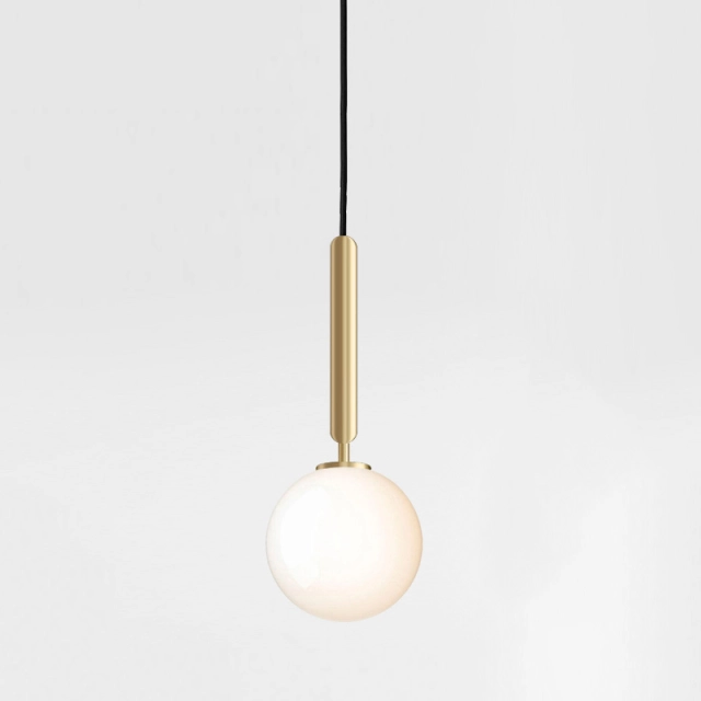 Mid Century Modern 1-Light Mini Glass Pendant Light with Opaline Sphere