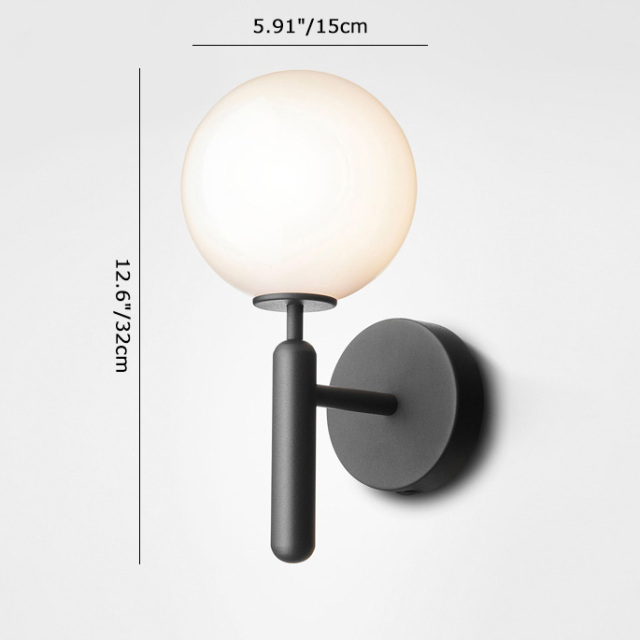 Modern Minimalist 1-Light Mini Glass Wall Sconce with Opaline Sphere