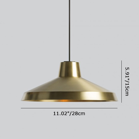 Retro-chic 1-Light Cone Shaped Pendant Light in Brass