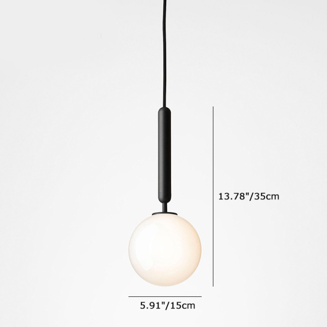 Mid Century Modern 1-Light Mini Glass Pendant Light with Opaline Sphere